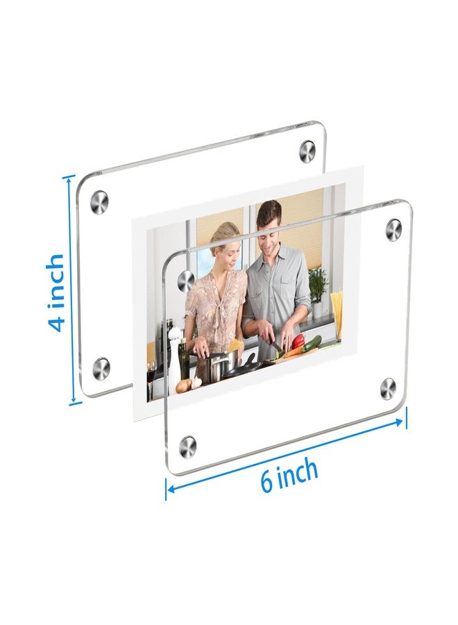 مجموعة من 4 إطارات صور مغناطيسية للثلاجة من FQEIUO، إطارات صور أكريليك مقاس 4×6 بوصة، إطار مغناطيسي شفاف مزدوج الجوانب، مناسب لعرض الصور على الثلاجة، وخزائن التخزين، ولوحات الرسائل. - Image 2